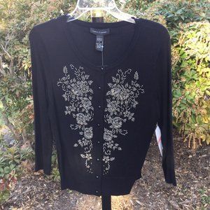 Cable&Gauge Gold Beads Flower Sweater